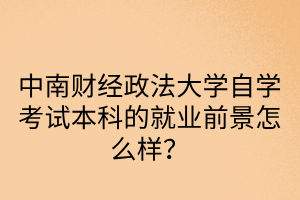 中南财经政法大学自学考试本科的就业前景怎么样？