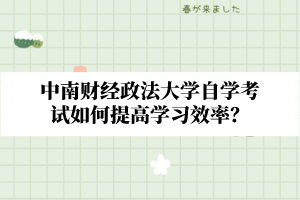 中南财经政法大学自学考试如何提高学习效率？